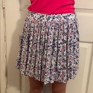 Pleated paisley  pink purple blue white skirt
